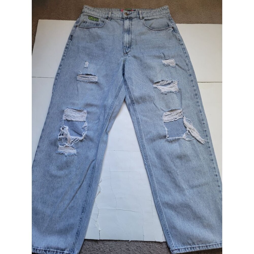 Empyre Tori Distressed Wide Leg Jeans Size 13  Hippie Y2K 90s Gothic Grunge - Picture 4 of 7